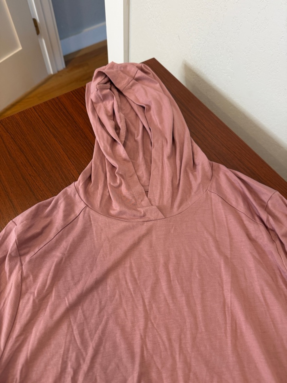 FREE FLY NWT Light Mauve Hooded Long Sleeve Top - Picture 4 of 5